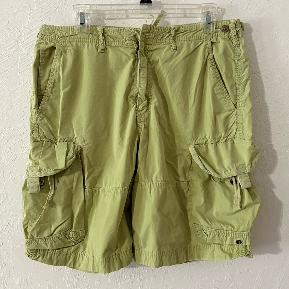 Vtg American Eagle Shorts Mens 32 Yellow Green Cargo Pockets Beach 90s Y2K